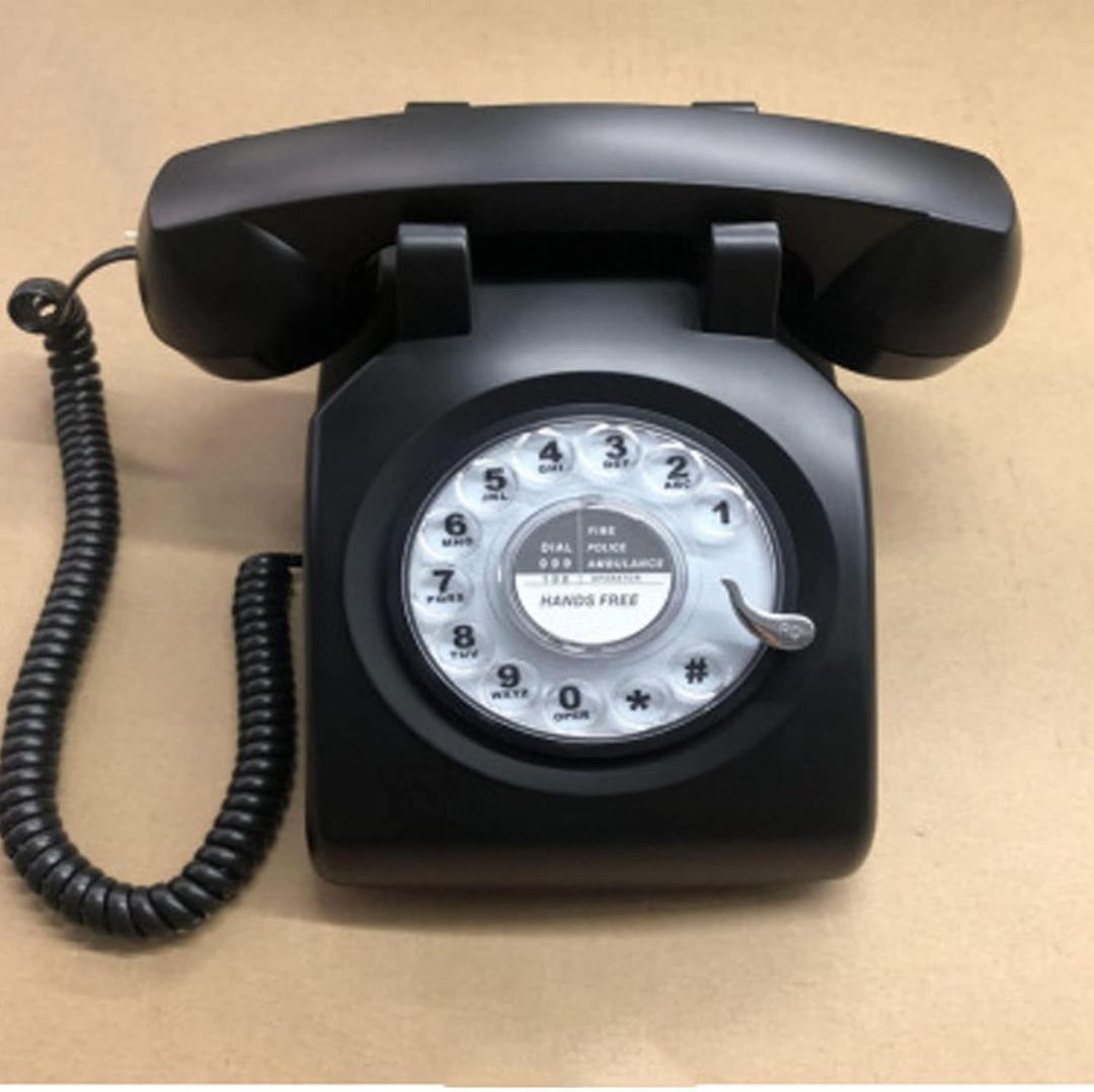 Retro Phone Corded House Multifunction Landline Telephone Rotary Corded Telephone Replica Antique Telephone Adjustable Ringtone Size for Hotel Office