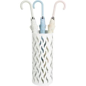 Umbrella Holder, Metal Umbrella Stand for Entryway, Umbrella Storage Rack with 4 Hooks Decor, Home, Office,5.8  5.8  16.4 (White)