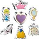 Princess Cookie Cutter Set - 7 Piece - Crown, Heart, Castle, Dress, Mirror, Princess, High Heel Cutters Shapes Fondant Biscuit Molds - Gifts for Mom Wife Sister Female Friends Girlfriend Nurse Her