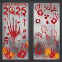 2 x Halloween Party Decorations - Bloody Handprint Footprint Window Clings for Halloween Bathroom Decor Indoor Outdoor | Trick or Treat Stickers Decals for Office Door Wall Party Favors Supplies (Red)