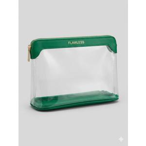 Heavy Duty Clear Cosmetic Bag Waterproof Transparent Travel Makeup Toiletry Organizer Bag (Green, Pack of 4)