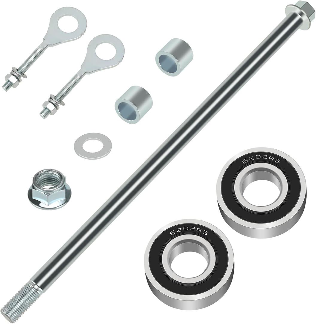 14mm 290mm Mini Bike Rear Wheel Axle Kit for CT200U-EX BT200X | Minibike Axle with 6202RS Rear Bearing Compatible with Coleman 196CC 200CC 6.5HP Mini Bike Parts 15mm Chain Adjuster