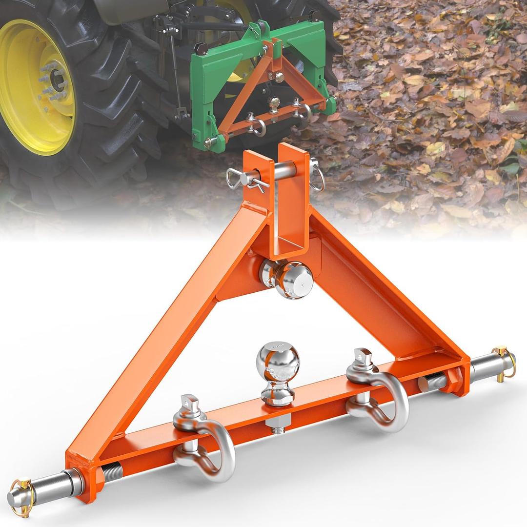 3 Point Trailer Hitch Receiver Quick Hitch Compatible for Category 1 Tractors, 3 Pt Hitch Attachments for Tractors with 2&2-5/16 Towing Balls, Heavy Duty Tractor Drawbar for Compact Tractors