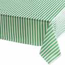 Vpang 2 Pcs Striped Plastic Print Tablecloths Disposable Table Cover Thickened Rectangle Tablecover, Kitchen Picnic Wedding Birthday Party Table Covers, 54"x108" (Green Stripe)