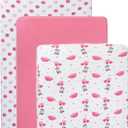 JABMARS Crib Sheets (3 Pack) - Soft Jersey Cotton Fitted Baby Crib Sheets | Cute Bed Sheets & Toddler Bed Mattress | Baby Girl Crib Bedding Set | Pink Zebra