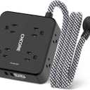 Surge Protector Power Strip - CHCORE 5Ft Braided Extension Cord with 8 Outlets with 4 USB (2 USB C) Charging Ports, Flat Plug Multi Plug Outlet Extender Charging Station for Home Office, ETL, Black