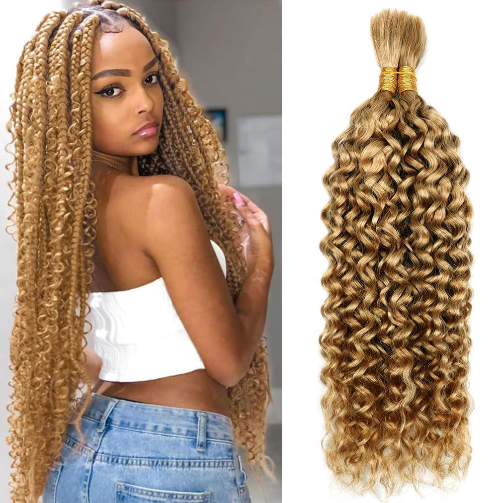 Bulk Human Hair for Braiding No Weft Micro Human Hair Braiding Hair for Boho Braids 100% Unprocessed Brazilian Remy Bulk Human Hair 100g Two Bundles/Pack(14 inch, Water Wave #27) (14 Inch, #27 Water)
