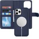 for iPhone 12 Wallet Case magsafe Compatible with Card Holder 2 in 1 Detachable Magnetic Shockproof Phone Cover 12 pro Stand flip Folio Leather Credit Card Slots for Women Men-Blue