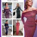 Popilush Shapewear Maxi Dress Women's Sparkly Off Shoulder Long Sleeve Formal Cocktail Dresses Bodycon Mermaid Dress (Black, M)