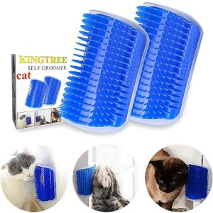 Kingtree Cat Corner Scratcher Self Groomer with Catnip, 2 Pack Softer Cat Face Scratchers Wall Corner Grooming Massage Combs for Long & Short Fur Cats (Blue)