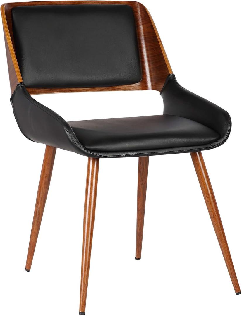 Armen Living Panda Dining Chair, Single, Black Faux Leather
