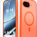 for Google Pixel 10a Case, Matte Magnetic Phone Cover [with 1 Screen Protector] [Support for MagSafe] [Shockproof Military Grade Protection] Translucent Frosted Back, Orange
