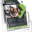 MaxGear Brochure Holder 3 Tier 6x9 inch Acrylic Literature Display Stand Clear Plastic Flyer Holder Wall Mount or Countertop Use for Pamphlets, Booklets, 1 Pack