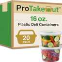 16oz [20 set] Heavy Duty Plastic Deli Container | BPA-Free Food Storage with Airtight LeakProof Lids | Microwave, Freezer & Dishwasher Safe  Stackable, Bulk Reusable Soup & Meal Prep Tub