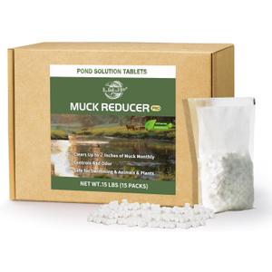 Muck Reducer - 15LB Natural Sludge Solution Tablets for Ponds & Lakes, Away Muck & Odor Control, Safe for Aquatic Life, Wildlife & Recreation, Treats Up to 90,000 Sq Ft Muck Reducer - 15LB Natural Sludge Solution Tablets for Ponds & Lakes, Away Muck & Odor Control, Safe for Aquatic Life, Wildlife & Recreation, Treats Up to 90,000 Sq Ft