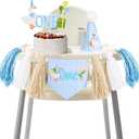 Goose 1st Birthday High Chair Banner - One Silly Goose Decorations, Flower Lawn Party Photo Props, Silly Goose Blue Tassel Garland, Prince Goose Smash Cake Highchair Garland