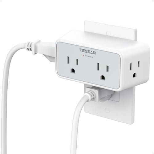 Surge Protector Outlet Extender, TESSAN 1800J Multi Plug Wall Outlet with 4 Widely Outlet Splitter, 3 Sided Multiple Wall Plug Expander for Home Office Kitchen Dorm Room Essentials