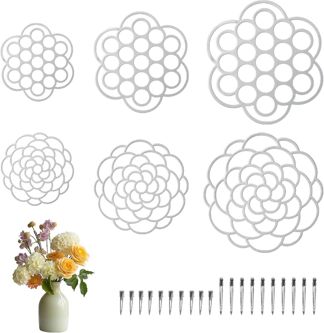 OYEFLY 6Pcs Flower Arrangement Holder,Metal Floral Grid Used for Vase Flower Arrangement Art (4in5in6in6)