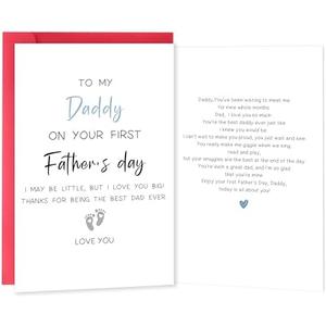 IDU First Fathers Day Card Gifts for New Dad，1st Fathers Day Card Gift from Son Daughter Baby Boy Girl, Expectant Dad 1st Father's Day Gifts Cards from Wife, 9 Pack
