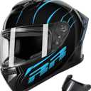Motorcycle Helmets Full Face for Adults Motorcycle Helmet Men & Women - DOT Approved with 2 Removable Visors (1 Clear + 1 Tinted), Suitable for Powersports, Bike & Motocross Rides M