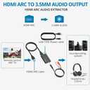 AUTOUTLET ARC to 3.5mm Audio Extractor, HDMI ARC Converter for TV to Headphones, Speakers, Amplifiers, Supports Stereo Output, CEC Remote Volume Control, Compact for Home Entertainment(Support CEC)