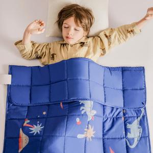 Topcee Weighted Blanket (7 lbs, 40" x 60") Cooling Throw Heavy Blanket for Sleeping Apply to 40-60 lbs, Soft Thick Breathable Blanket with Glass Bead, Easy Care (19-blue Dinosaur)