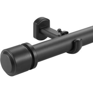 1 1/8 Inch Diameter Curtain Rods 72 to 144 Inches(6-12ft), Telescoping Heavy Duty Large Drapery Rod with Adjustable Aluminum Alloy Bracket, Solid End Caps for Windows Patio Decoration, Matte Black