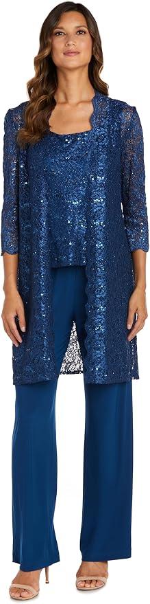 R&M Richards Women's Elegance De Nuit Pant Set, Peacock, Size 10 Petite