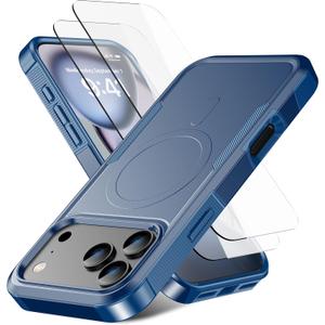 5 x Magnetic for iPhone 17 Pro Max Case [Compatible with MagSafe] [Shockproof] [Heavy Duty Protection] Pocket-Friendly & Tough Non-Slip Protective Phone Cover for iPhone 17 promax 6.9", Blue