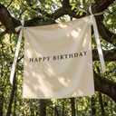 Oudain 40x40 Inch Happy Birthday Burlap Banner, Fabric Party Decorations Backdrop, Boho Rustic Photo Props Sign with Hanging String for Birthday Party Indoor Outdoor Yard Wall Decor