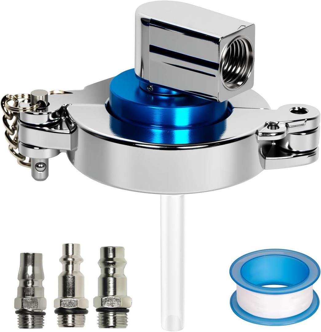 43mm Brake Bleeder Adapter Kit Compatible with Toyota and Lexus, 3 Air Fittings & 13ft Teflon Tape, Aluminum 43mm Master Cylinder Adapter, 1/4-Inch NPT Industrial Fitting, Works with Brake Bleeder Kit