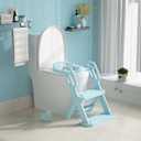 Toddler Potty Training Toilet Seat-Alongside Foldable Potty Train Chair Adapter, Potty Seats with Steps Ladder for Toddlers Kids, Boys, Girls, Child, Baby, and Must-Haves Portable Step Stool Supplies (Blue)