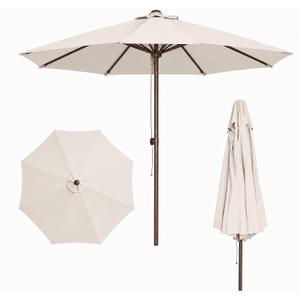 9FT Patio Umbrella, Outdoor Table Umbrella with Rope Pulley Lift, 3 Adjustable Heights, Market Umbrellas for Backyard, Pool and Deck, UPF50+