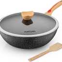 ITSMILLERS Nonstick Wok Aluminium Die-casting Chinese Wok, Scratch Resistant With Lid and Spatula, PFOA-Free, Dishwasher Safe & Induction Bottom,12.5 Inch,6L,Large Capacity