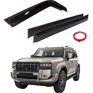 AUXKO Window Rain Guard for Toyota Land Cruiser Prado J250 LC250 & Lexus GX550 2024 2025 Outside Tape-On Shatterproof Sun Smoke Guard Vent Visor Side Wind Deflectors Accessories for Landcruiser Prado (Black)