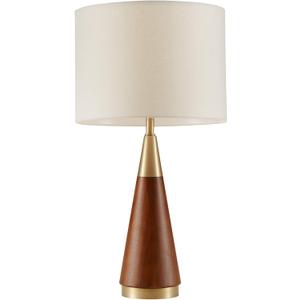 INK+IVY Chrislie Gold White Mid Century Modern Table Lamp , Contemporary Metal Wood Table Lamps for Bedrooms , 13.5"W X 13.5"D X 26"H , Gold / Brown
