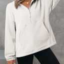 Dokotoo Womens Oversized Sweatshirts Half Zip Pullover Fall Fashion Outfits 2025 Oversized Hoodies Mock Neck Sweatshirt (White, M)