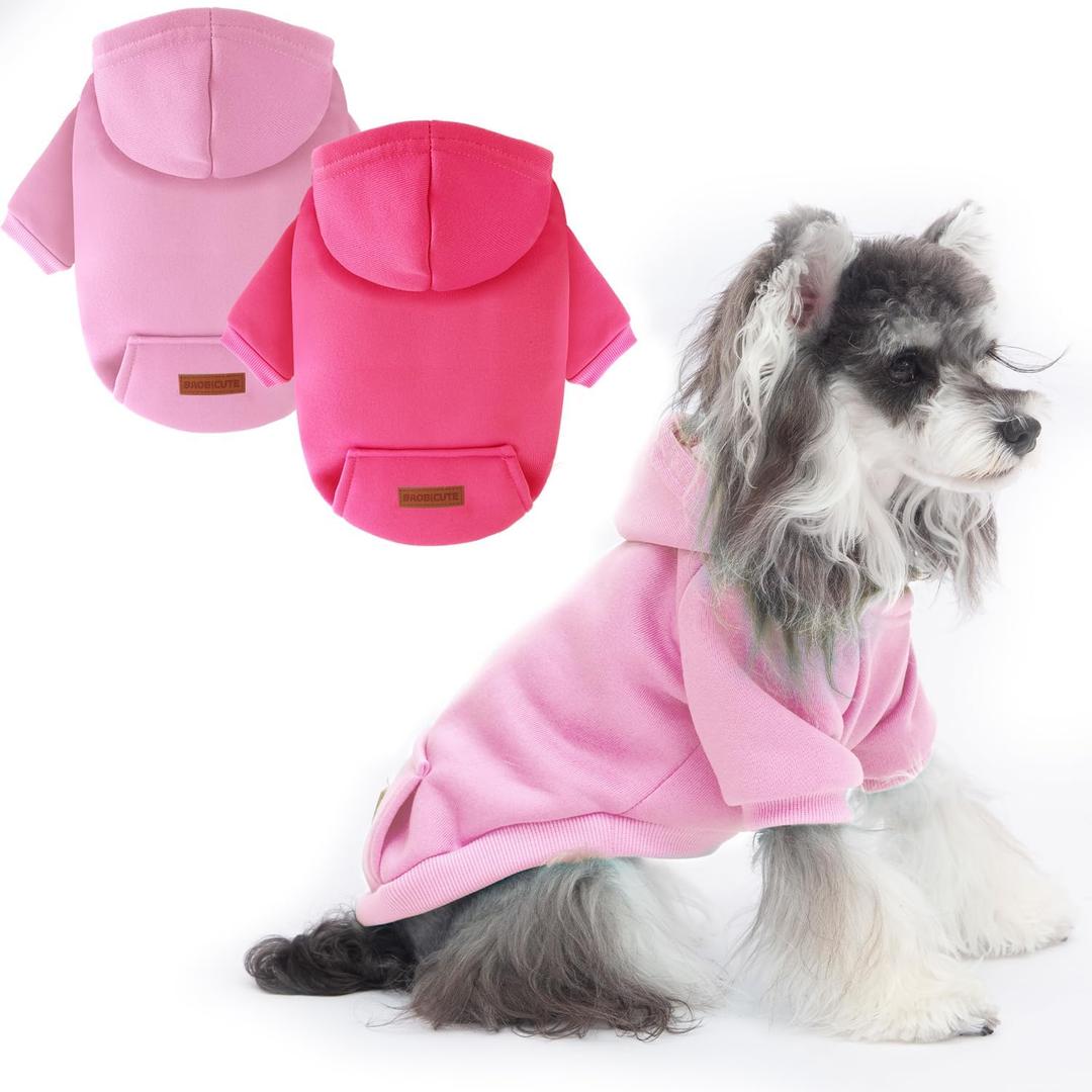 2 Pack Dog Hoodie Warm Dog Sweater Cold Weather Dogs Sweatshirt Pet Clothes for Small Medium Dogs for Male Female Girl Boy Daily Wear (Rose+Pink, M (Back: 12.59",Chest: 18.1"))