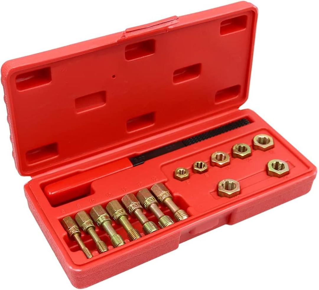 RULLINE 15-Piece Metric Thread Chaser Set Universal Thread Chaser Set 7-Piece Universal Thread Rethread Repair Tool Kit, for Repairing Damaged External and Internal Threads on Nuts, Bolts, and Studs