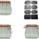 Set of 2 airtight wide mouth glass jar with lid 17oz 0.5 liter Clear Glass Kitchen, Pantry Organizer. Keep your food, grains coffee, tea, cookies and candies dry, fresh. (Oval PC11002-F)