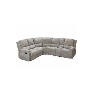 Fabric L-Shaped Reclining Sectional Sofa Couch for Living Room, Manual Recliner Oversized Sofa, with Padded Headrest, 2 Cup Holders, Storage Space, 5-Seater Home Furniture Set, Grey 54"L x 38"D x 40.5"H