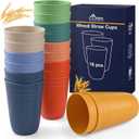 HOTEC 16-Pack 15oz Plastic Cups, BPA-Free Reusable Drinking Cup set, Unbreakable Tumblers, Dishwasher Safe Water Plastic Glasses, Multicolor