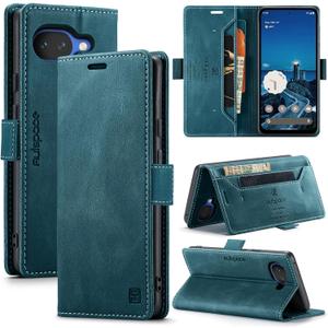 HAII Case for Google Pixel 10a 6.3",PU Leather Folio Flip Wallet Case with Card Holster Stand Kickstand Magnetic Closure Shockproof Phone Cover for Google Pixel 10a (Blue)