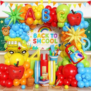 154pcs Back to School Balloon Arch Kit,Back to School Balloons with apple balloons for first day of school decorations,welcome back to school party,back to school decorations