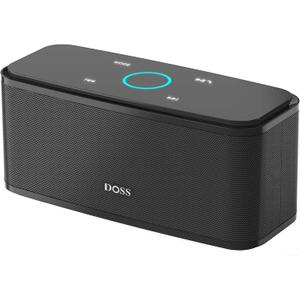 DOSS SoundBox Touch Wireless Bluetooth Speaker-12W HD Sound with Rich Bass, IPX5 Waterproof, 20H Playtime, Handsfree, for Gatherings, Home, Office, Outdoor, Travel-Black