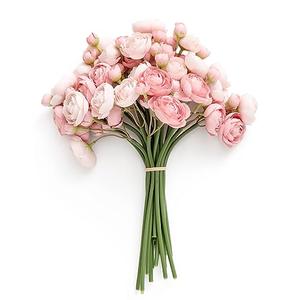 Ling's Moment Ranunculus Artificial Flower, Faux Silk Mini Ranunculus Flowers for DIY Bouquet, Bulk Fake Wedding Filler Flowers for Centerpieces Arrangements Bridal Shower Decorations, Dusty Rose 5 PCS