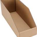 EXYGLO Cardboard Storage Bins 35 Pack, 12x4x4.5 Inch Cardboard Boxes, Corrugated Organizer Bins for Pantry, Shelves, Garage, Office, Shop, Brown