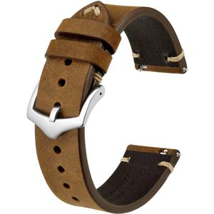 BISONSTRAP Men's Watch Bands, Hand-Stitched Leather Watch Straps, Quick Release, 18mm 19mm 20mm 21mm 22mm