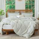 TISPLR Striped Duvet Cover King Washed Microfiber Jacquard 3 Pieces Bedding Set, White Grayish Green Vertical Ticking Stripes Pattern Comforter Cover with Zipper Closure Breathable Durable Soft Comfy,Grayish Green (No Comforter), King