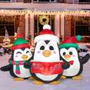 JOIEDOMI 6 FT Long Christmas Inflatable Penguins Choir with Build-in LEDs, Xmas Blow Up Penguins Outdoor Decorations for Xmas Party Yard Outside Indoor Garden Lawn Decor